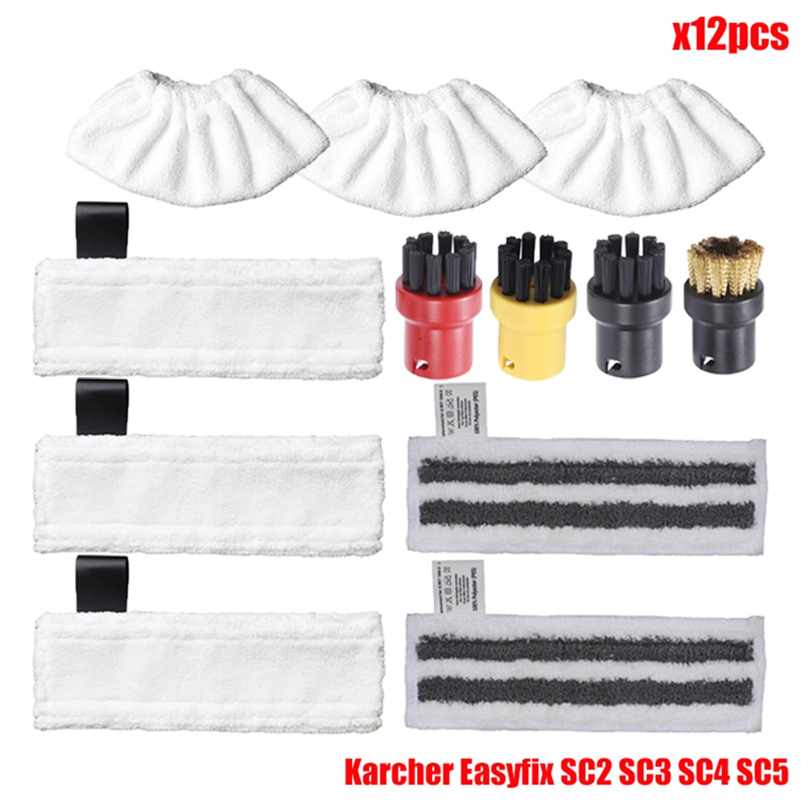 Szwaldaper Mikrofaser Steam Mop Pads Abdeckung for EasyFix SC2 SC3 SC4 SC5 Handheld Staubsauger Teile Pinsel Kopf Glas Schaber Ersatzteile für Dampfreiniger(Set5) von Szwaldaper
