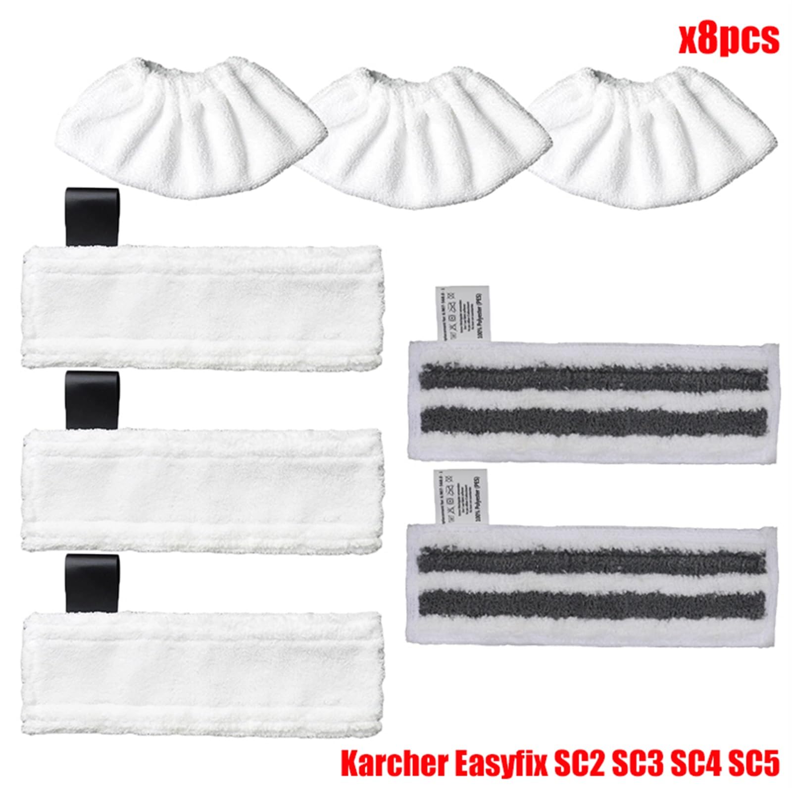 Szwaldaper Mikrofaser Steam Mop Pads Abdeckung for EasyFix SC2 SC3 SC4 SC5 Handheld Staubsauger Teile Pinsel Kopf Glas Schaber Ersatzteile für Dampfreiniger(Set8) von Szwaldaper