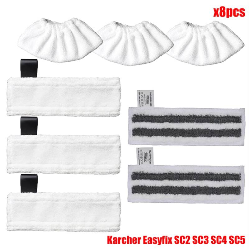 Szwaldaper Mikrofaser Steam Mop Pads Abdeckung for EasyFix SC2 SC3 SC4 SC5 Handheld Staubsauger Teile Pinsel Kopf Glas Schaber Ersatzteile für Dampfreiniger(Set8) von Szwaldaper