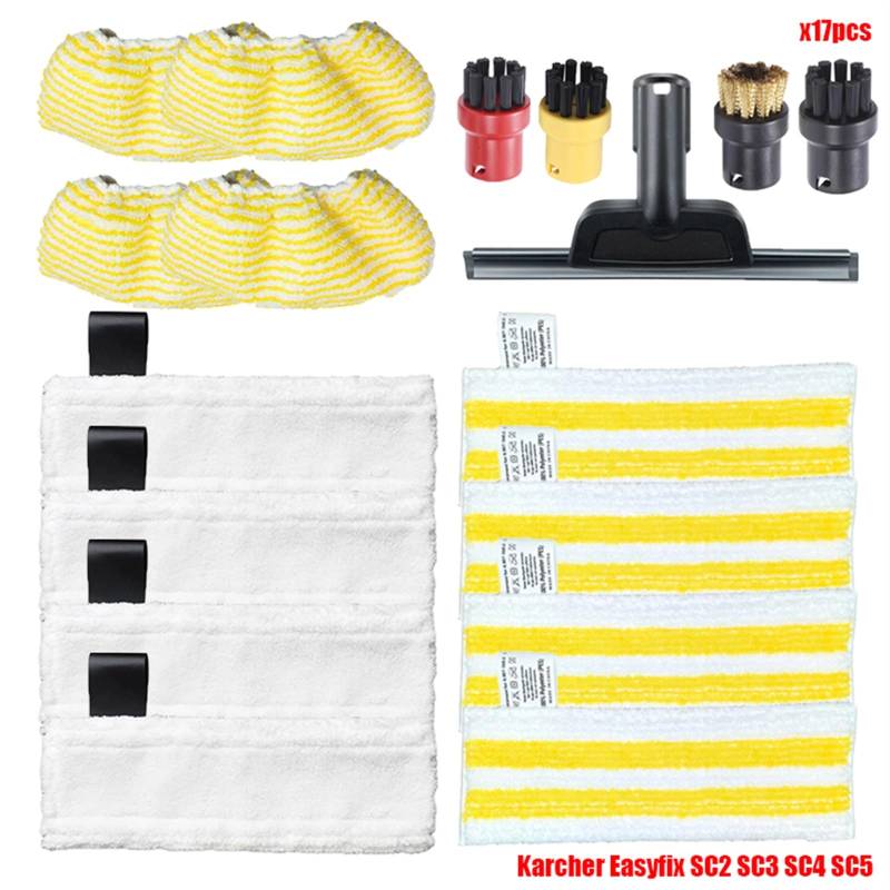 Szwaldaper Neu Mikrofaser Steam Mop Lumpen Kopf Pinsel EasyFix SC2 SC3 SC4 SC5 Handheld Staubsauger Zubehör Glas Schaber Ersatzteile für Dampfreiniger(Gold) von Szwaldaper
