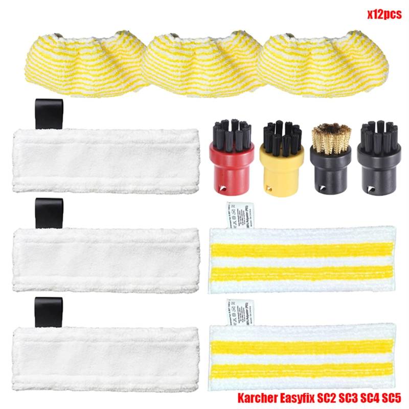 Szwaldaper Neu Mikrofaser Steam Mop Lumpen Kopf Pinsel EasyFix SC2 SC3 SC4 SC5 Handheld Staubsauger Zubehör Glas Schaber Ersatzteile für Dampfreiniger(Set15) von Szwaldaper