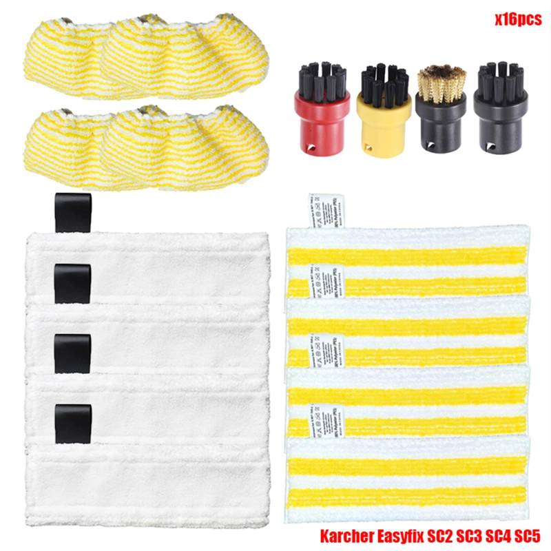 Szwaldaper Neu Mikrofaser Steam Mop Lumpen Kopf Pinsel EasyFix SC2 SC3 SC4 SC5 Handheld Staubsauger Zubehör Glas Schaber Ersatzteile für Dampfreiniger(Set16) von Szwaldaper