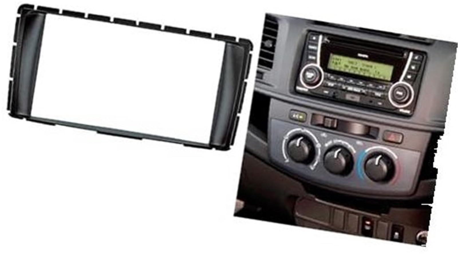 Szwaldaper Radio-Stereo-Panel, Doppel-2-Din-Stereo-Panel, for Hilux, Fortune 2011-2015, Radioblende, DVD-Armaturenbrett-Montage, Zierblende, Blende, Rahmen Autoradio-Einbausatz(Black 173x98mm) von Szwaldaper