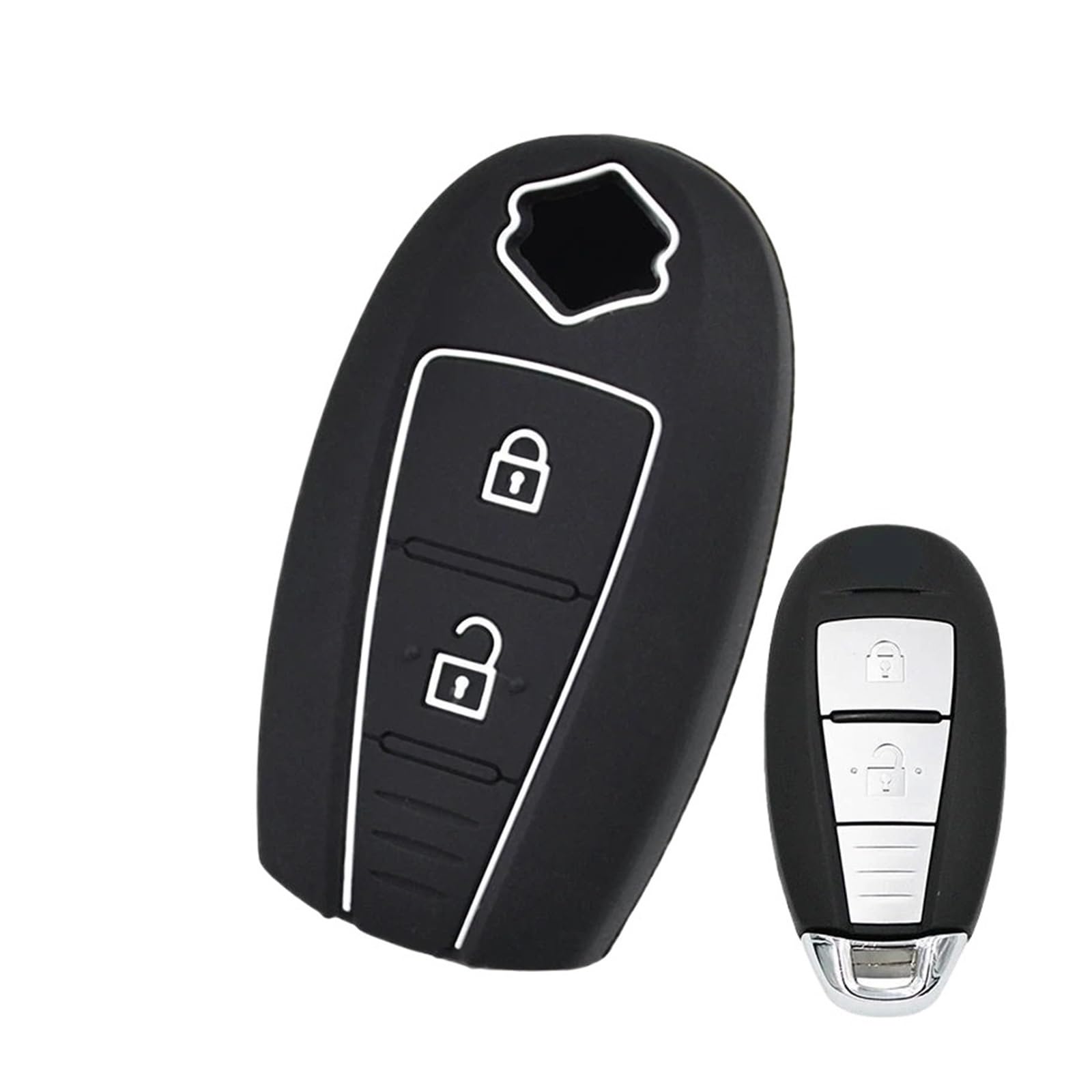 Szwaldaper Silikon-Schlüsseletui mit 2 Tasten, Schlüsselgehäuse for schlüssellosen Schlüsselanhänger, Vitara, for Swift, Ignis, Kizashi, SX4, Baleno, Ertiga Autoschlüsselgehäuse Szwaldaper Silikon-Schlüsseletui mit 2 Tasten, Schlüsselgehäuse for schlüssellosen Schlüsselanhänger, Vitara, for Swift, Ignis, Kizashi, SX4, Baleno, Ertiga Autoschlüsselgehäuse von Szwaldaper