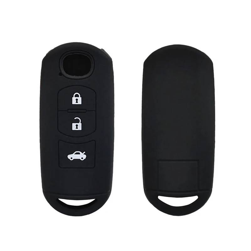 Szwaldaper Silikon-Schlüsseletui mit 3 Tasten, Schlüsselanhänger, Schlüsselanhänger, Schutzfolie, for Mazda 2 3 5 6 CX5 CX7 CX9 Miata MX5 Axela Autoschlüsselgehäuse von Szwaldaper