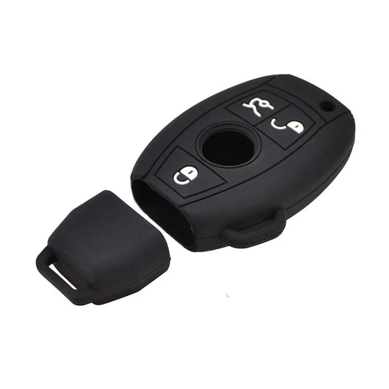 Szwaldaper Silikon-Schlüsseletui mit 3 Tasten, Schlüsselgehäuse for schlüssellosen Schlüsselanhänger, Schutzfolie, for W203 W211 CLK C180 E200 AMG CES-Klasse Autoschlüsselgehäuse von Szwaldaper