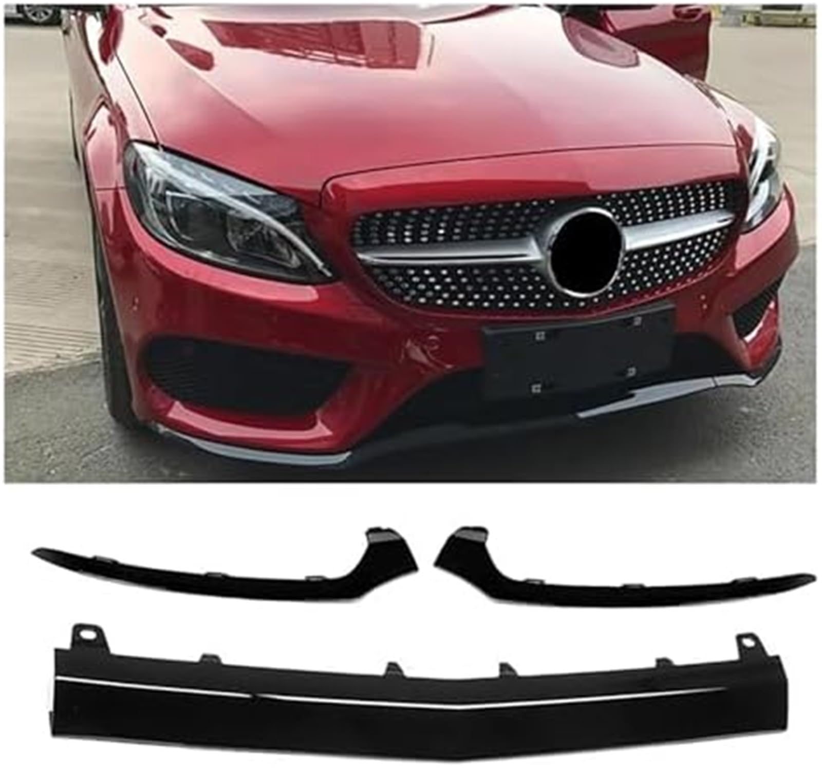 Szwaldaper Splitter, for Benz, C-Klasse W205 2014-2018 C300 C400 C63 Auto Frontstoßstange Spoiler Diffusor Schutz Schutz Lippensplitter(Schwarz) Frontstoßstangenlippe(Black) von Szwaldaper