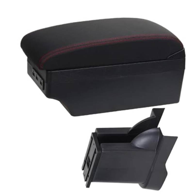 Szwaldaper for Alto 2008-2016 Box Center Center Console Lagerung Retrofit Tasse Halter Auto Zubehör Auto-Armlehnenbox(Black A1 Black Red 7usb) von Szwaldaper