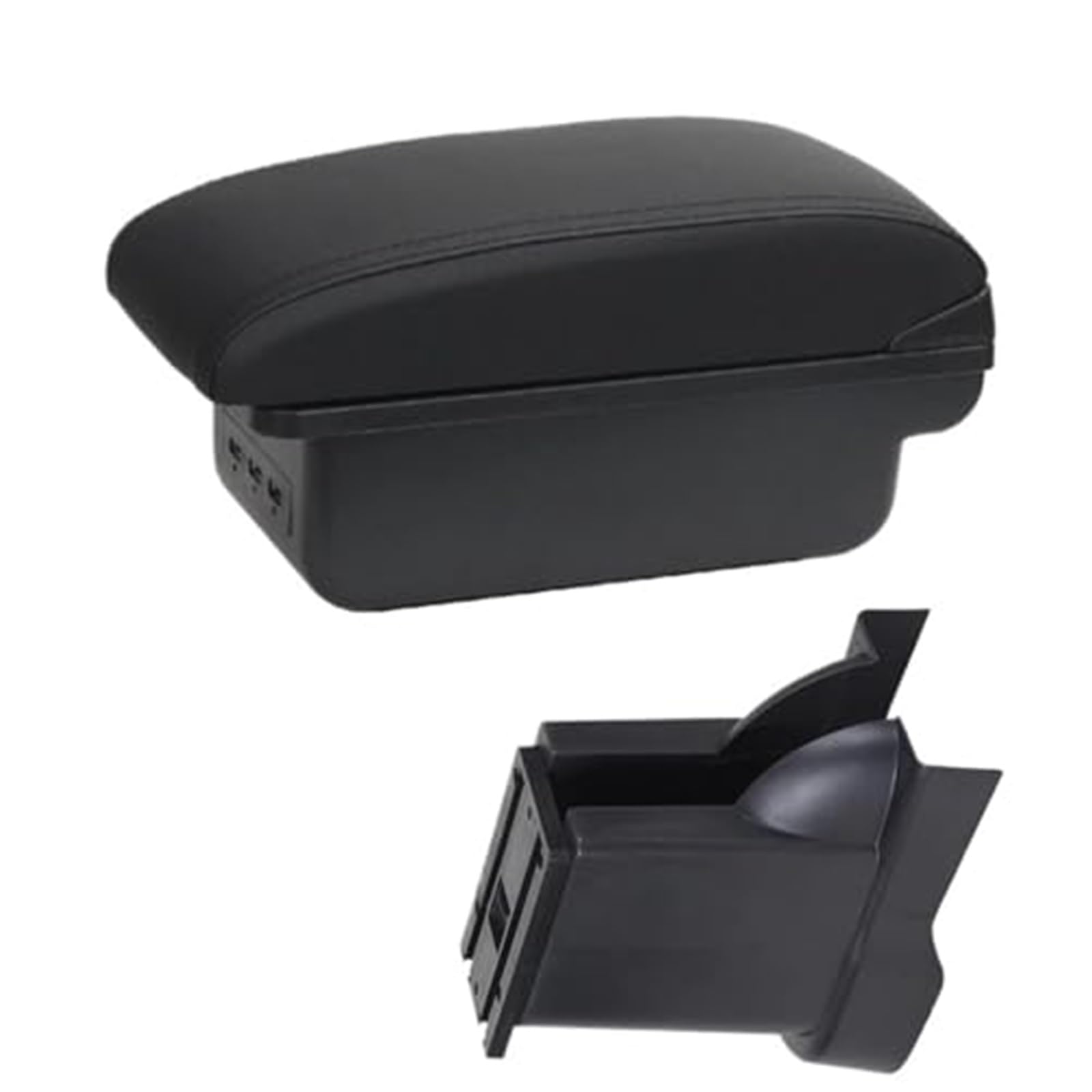 Szwaldaper for Alto 2008-2016 Box Center Center Console Lagerung Retrofit Tasse Halter Auto Zubehör Auto-Armlehnenbox(Black B2 Black Line 3usb) von Szwaldaper