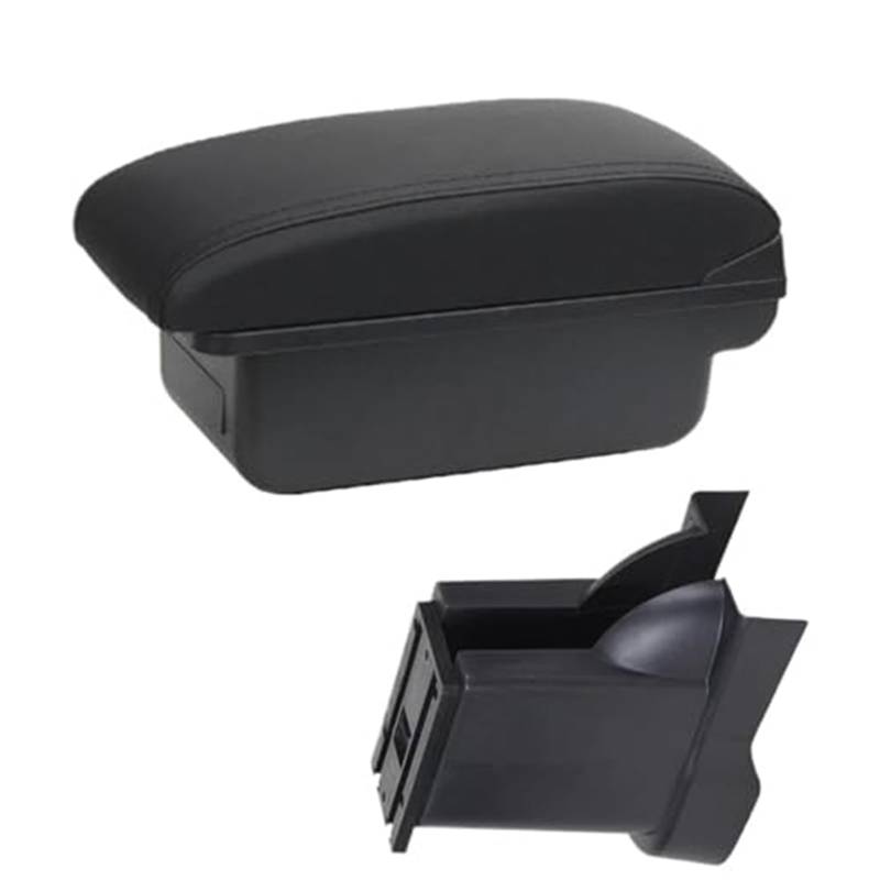 Szwaldaper for Alto 2008-2016 Box Center Center Console Lagerung Retrofit Tasse Halter Auto Zubehör Auto-Armlehnenbox(Black C2 Black Line No USB) von Szwaldaper