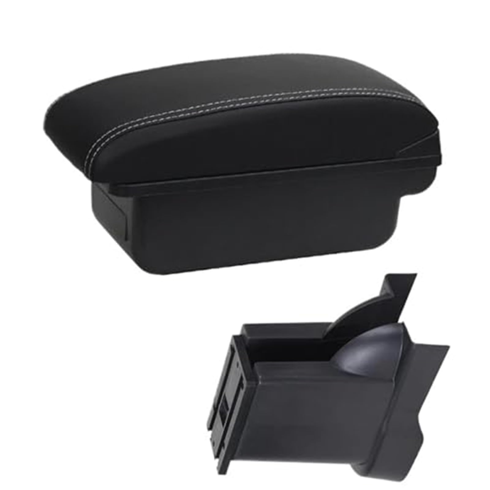 Szwaldaper for Alto 2008-2016 Box Center Center Console Lagerung Retrofit Tasse Halter Auto Zubehör Auto-Armlehnenbox(Black C3 Black White Nousb) von Szwaldaper