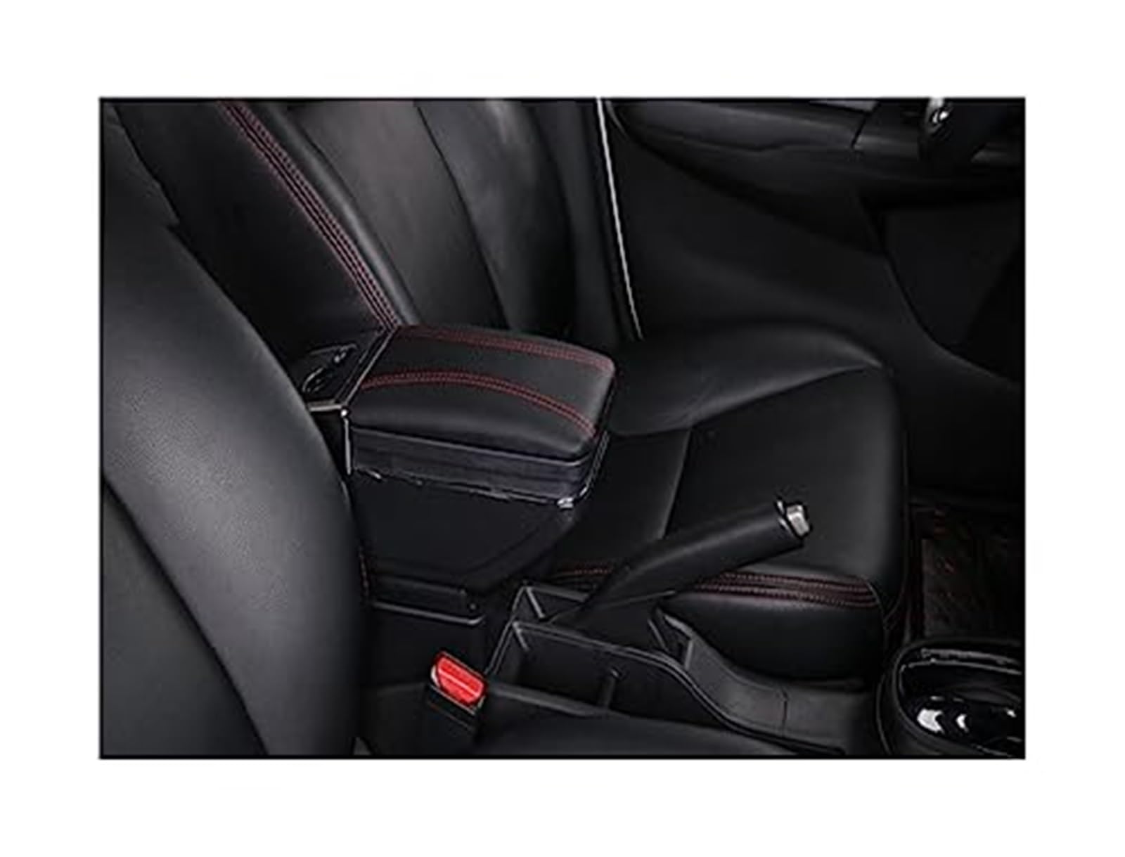 Szwaldaper for Dacia, for Duster 2019–2022, Auto-Armlehnenbox, Mittelkonsolen-Aufbewahrung, Dekorationszubehör mit USB Auto-Armlehnenbox(Black A1 Black Red No USB) von Szwaldaper