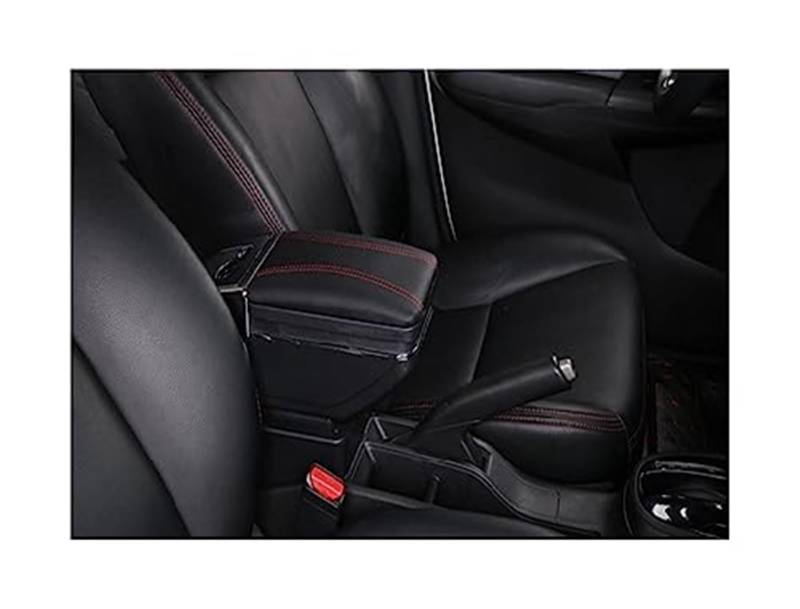 Szwaldaper for Dacia, for Duster 2019–2022, Auto-Armlehnenbox, Mittelkonsolen-Aufbewahrung, Dekorationszubehör mit USB Auto-Armlehnenbox(Black A1 Black Red No USB) von Szwaldaper