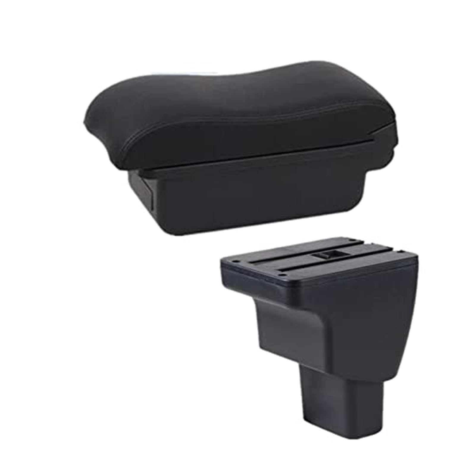 Szwaldaper for Hyundai, I10 Auto Armlehne Box Zentrale Lagerung Box Mit USB Center Konsole Lagerung Box Leder Organizer Box Auto Auto-Armlehnenbox(Black A1 No USB) von Szwaldaper
