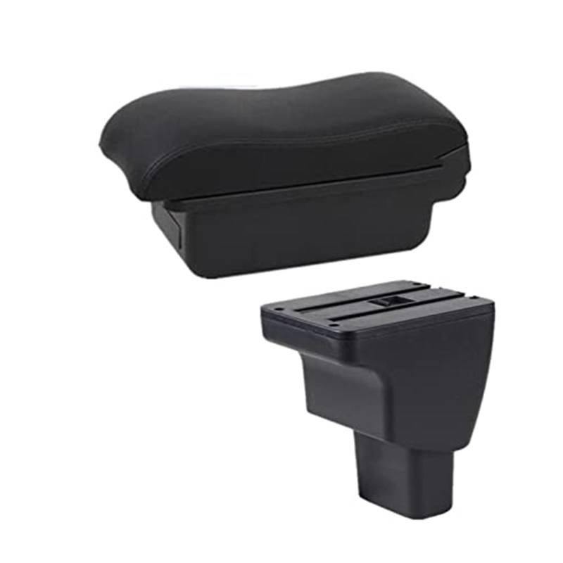 Szwaldaper for Hyundai, I10 Auto Armlehne Box Zentrale Lagerung Box Mit USB Center Konsole Lagerung Box Leder Organizer Box Auto Auto-Armlehnenbox(Black A1 No USB) von Szwaldaper