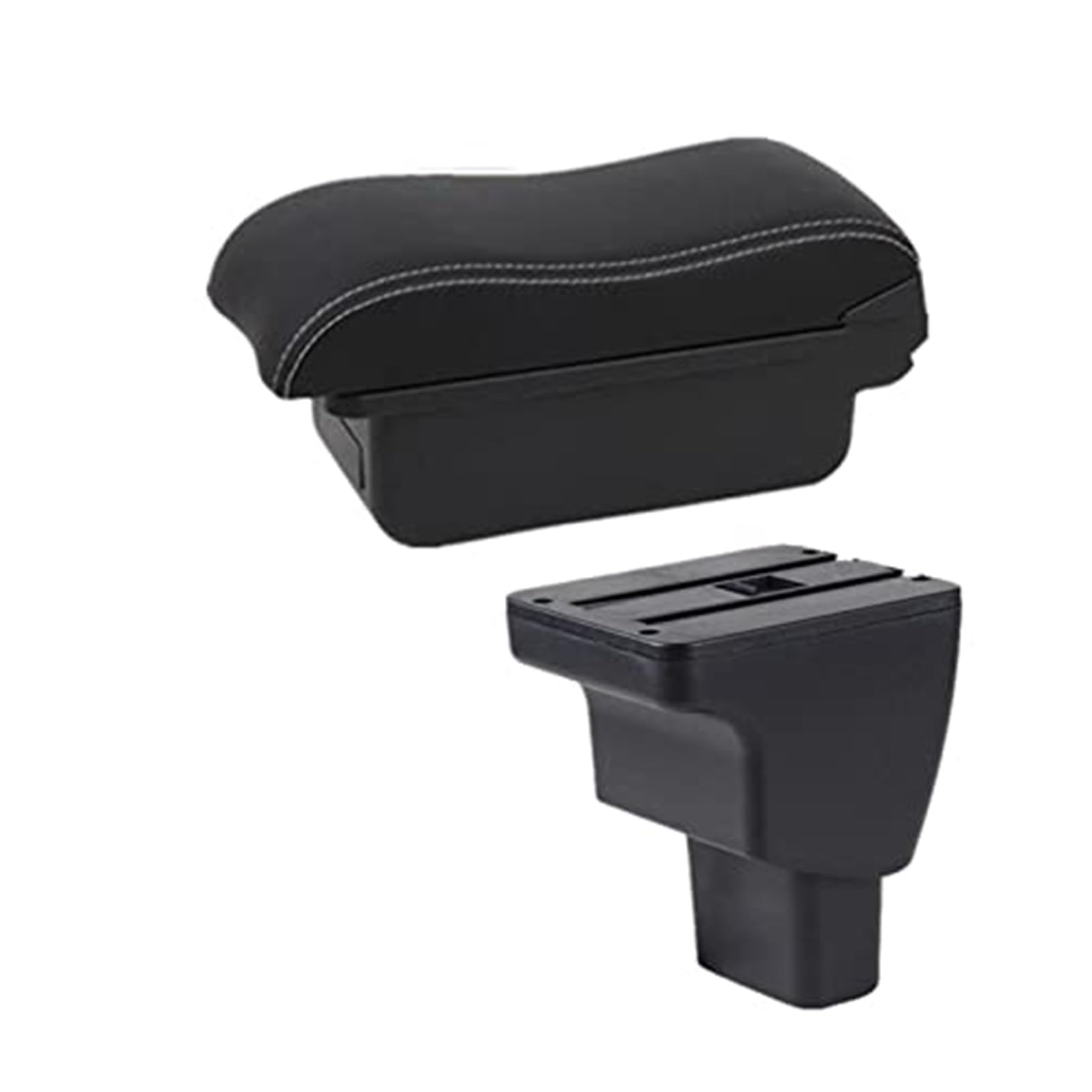 Szwaldaper for Hyundai, I10 Auto Armlehne Box Zentrale Lagerung Box Mit USB Center Konsole Lagerung Box Leder Organizer Box Auto Auto-Armlehnenbox(Black A3 No USB) von Szwaldaper