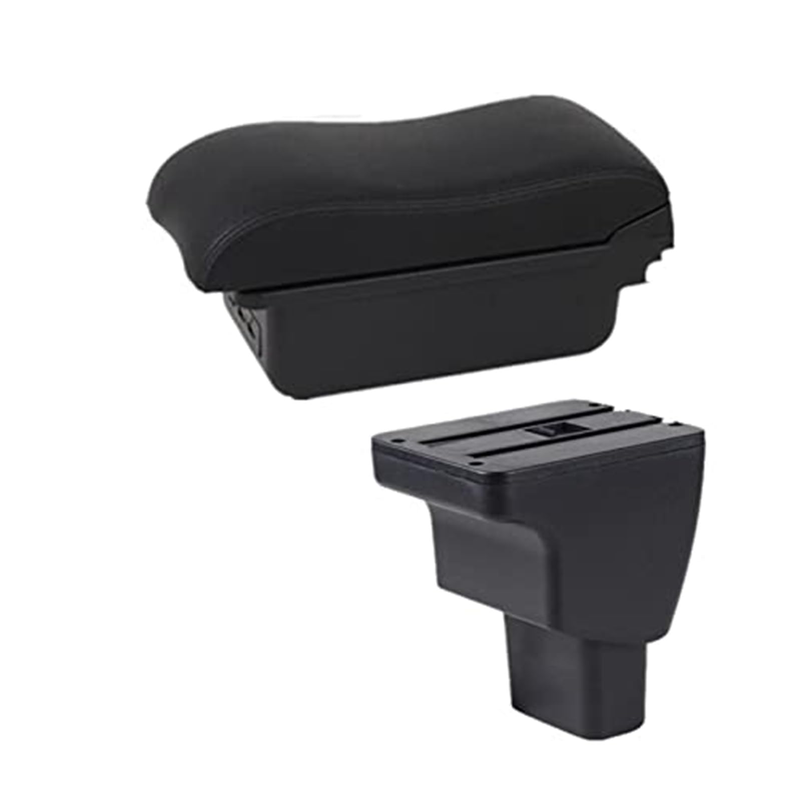 Szwaldaper for Hyundai, I10 Auto Armlehne Box Zentrale Lagerung Box Mit USB Center Konsole Lagerung Box Leder Organizer Box Auto Auto-Armlehnenbox(Black B2 3 USB) von Szwaldaper