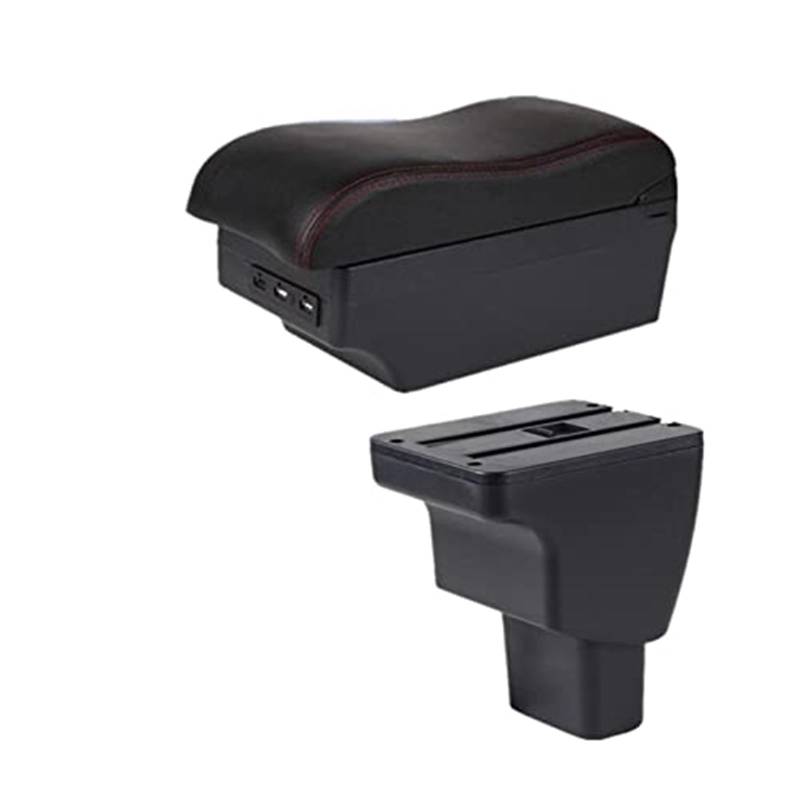 Szwaldaper for Hyundai, I10 Auto Armlehne Box Zentrale Lagerung Box Mit USB Center Konsole Lagerung Box Leder Organizer Box Auto Auto-Armlehnenbox(Black C2 7 USB) von Szwaldaper