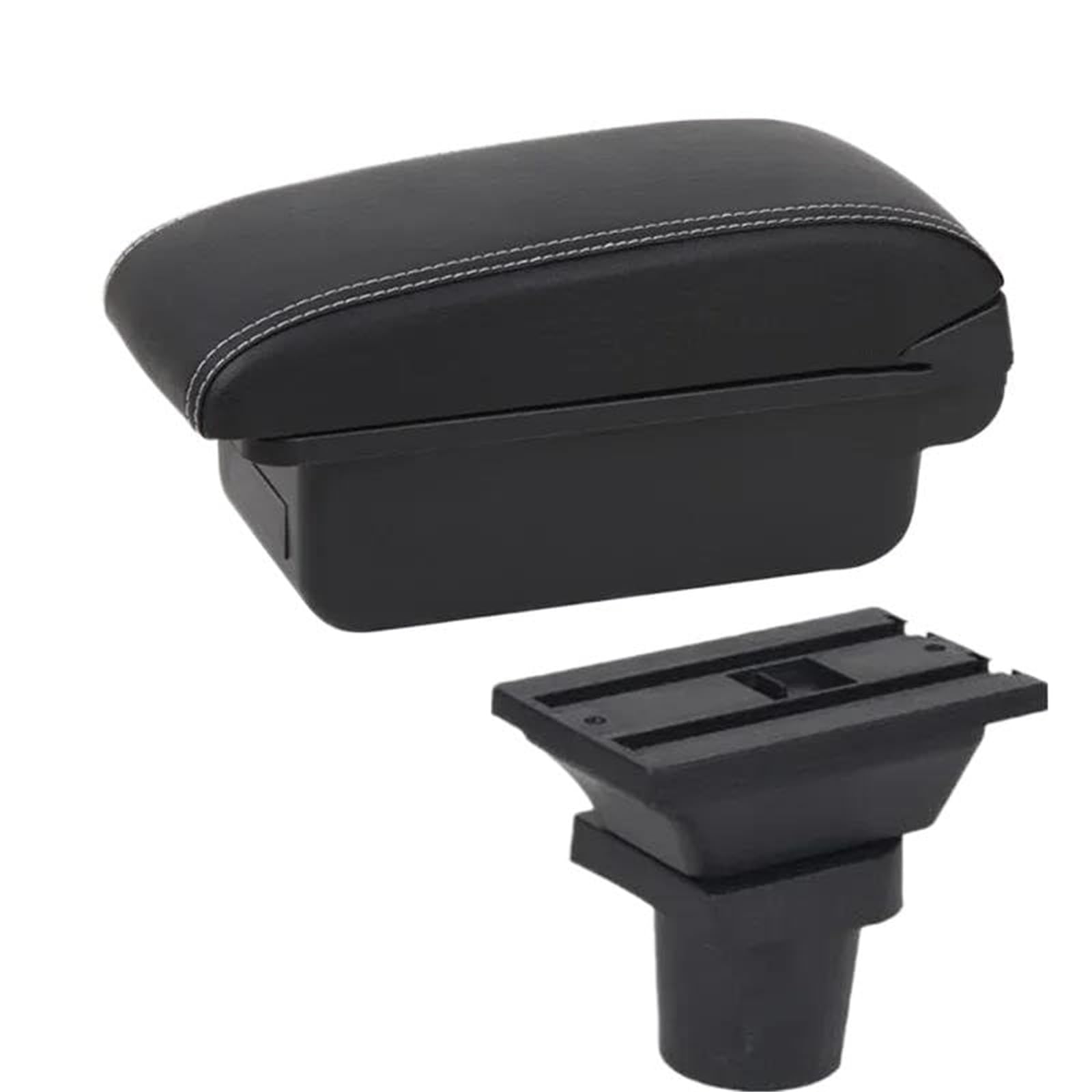 Szwaldaper for Kia, for Picanto Auto Armlehnenbox Mittelkonsole Zentrale Aufbewahrungsbox Innenzubehör Autozubehör Auto-Armlehnenbox(Black A3 White Line No USB) von Szwaldaper