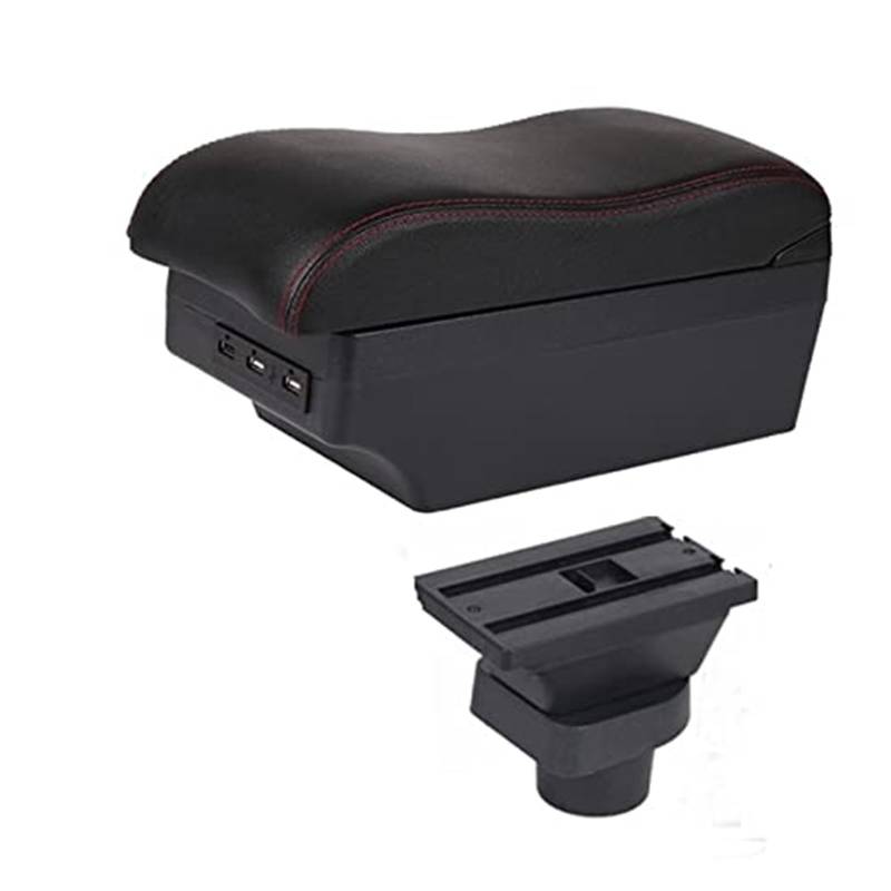 Szwaldaper for Liana Armlehne Box Arm Ellenbogen Rest Center Konsole Lagerung Fall Änderung Zubehör Mit Tasse Halter USB Armlehne Box Auto-Armlehnenbox(Black C2 7 USB) von Szwaldaper