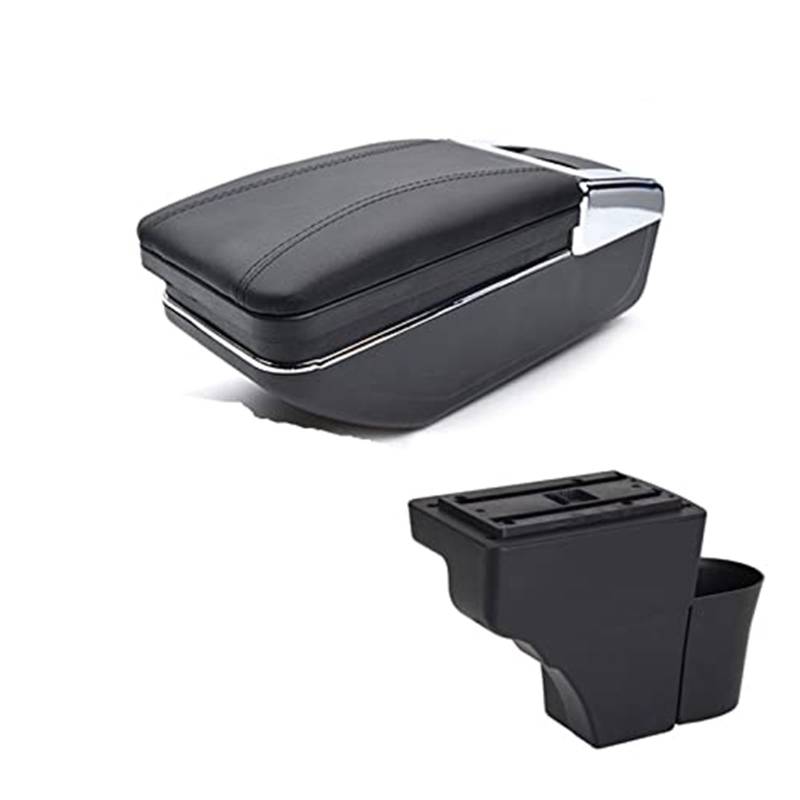 Szwaldaper for Nissan, for Note 2016-2018 Armlehne Innenmittelkonsole Aufbewahrungsbox Armlehne Auto-Styling-Dekoration Auto-Armlehnenbox(Black Black Thread) von Szwaldaper