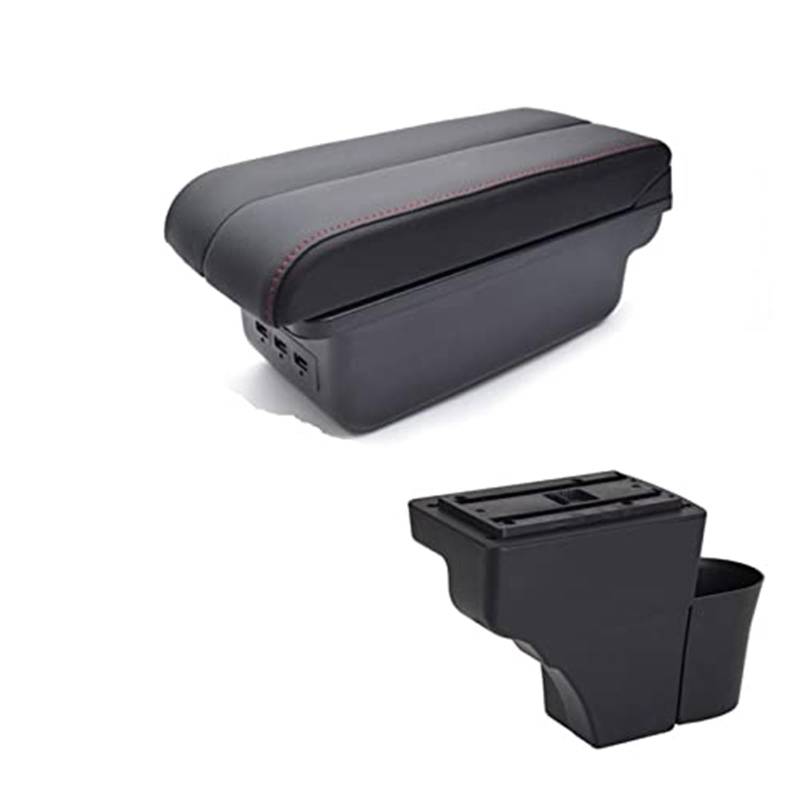 Szwaldaper for Nissan, for Note 2016-2018 Armlehne Innenmittelkonsole Aufbewahrungsbox Armlehne Auto-Styling-Dekoration Auto-Armlehnenbox(Black E Red) von Szwaldaper