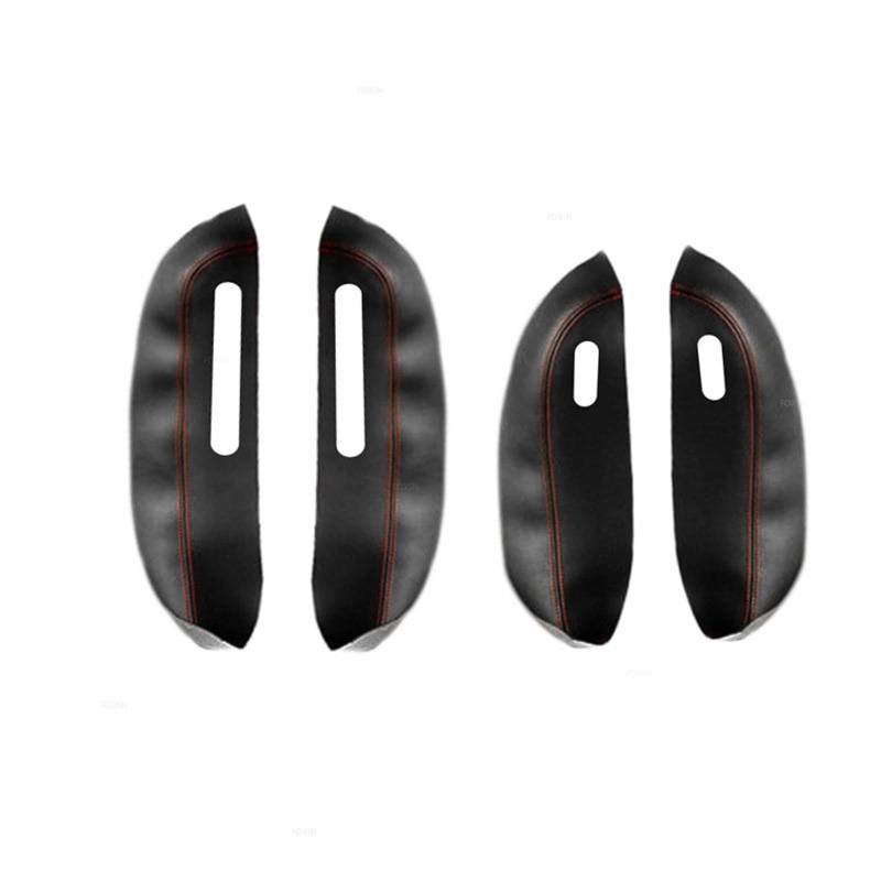 Szwaldaper for Peugeot, 307 2004 2005 2006 2007 2008 2009 2010 2011 2012 2013 Auto Türgriff Panel Armlehne Leder Abdeckung Trim Zubehör Auto-Innentürverkleidung(4pcs Black-red line) von Szwaldaper