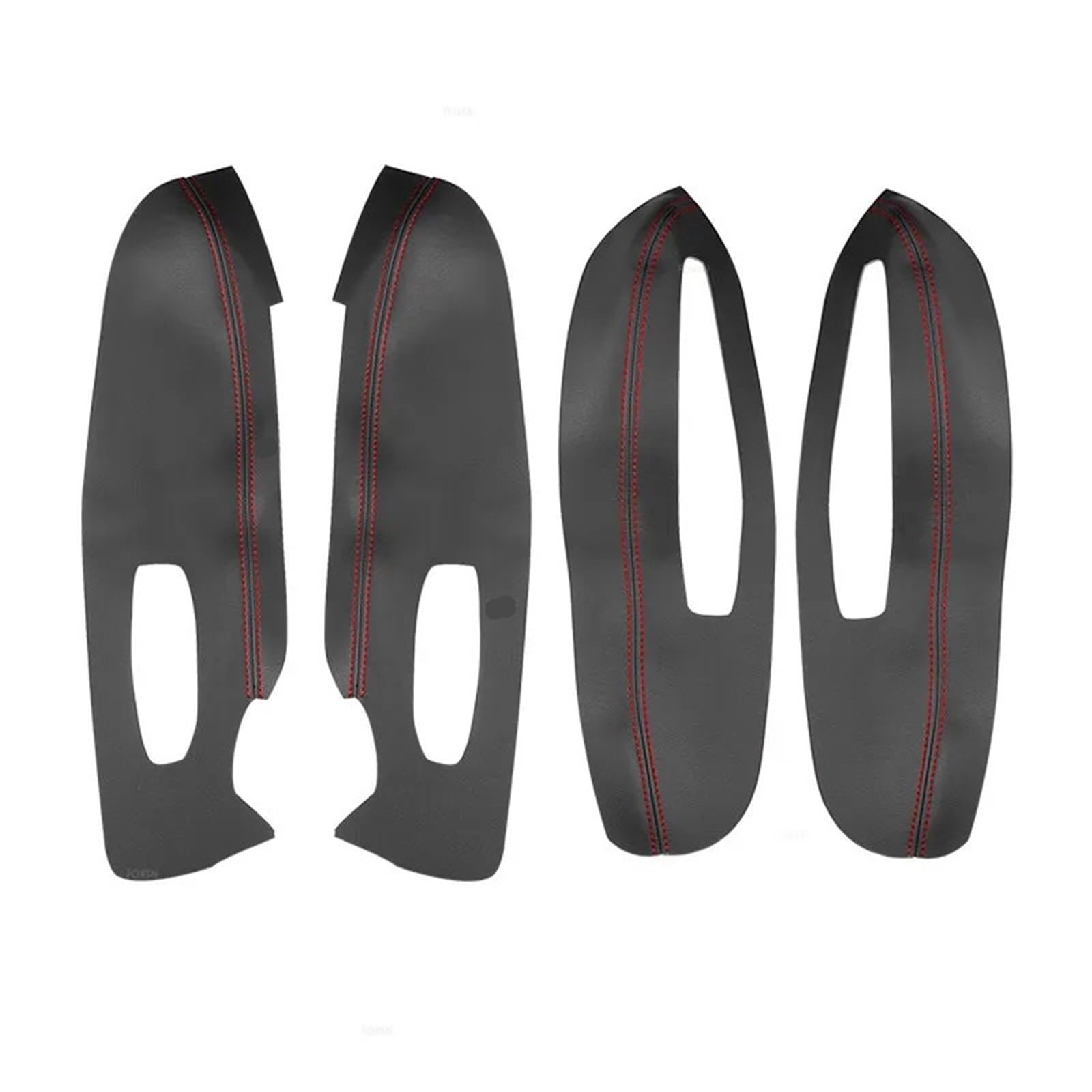 Szwaldaper for Renault, for Kadjar 2016 2017 2018, Mikrofaser-Leder-Türarmlehnen-Panel-Abdeckung, 4 Stück, mit Montagebeschlägen, Auto-Innenzubehör Auto-Innentürverkleidung(Black-red line) von Szwaldaper