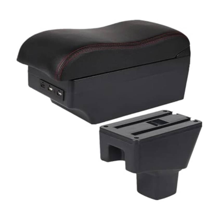 Szwaldaper for Sx4 2006-2018 Auto Center Center Console Storage Box Armlehne Mit USB Innen Zubehör Auto Zubehör Auto-Armlehnenbox(Black C1 Red Line 7usb) von Szwaldaper