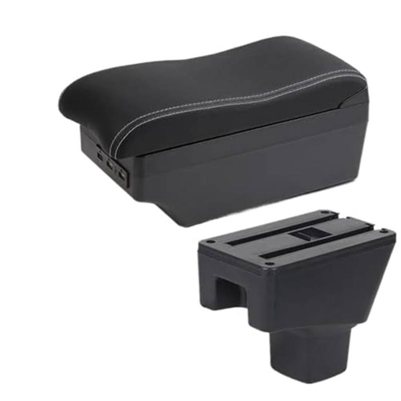 Szwaldaper for Sx4 2006-2018 Auto Center Center Console Storage Box Armlehne Mit USB Innen Zubehör Auto Zubehör Auto-Armlehnenbox(Black C3 White Line 7usb) von Szwaldaper