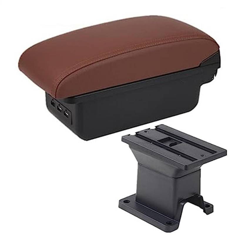 Szwaldaper for Toyota, IQ Armlehne Box Auto Armlehne Innen Zentrale Lagerung Box Auto Zubehör Nachrüstung Teile Mit USB Auto Armlehnen Auto-Armlehnenbox(Black B Brown 3usb) von Szwaldaper