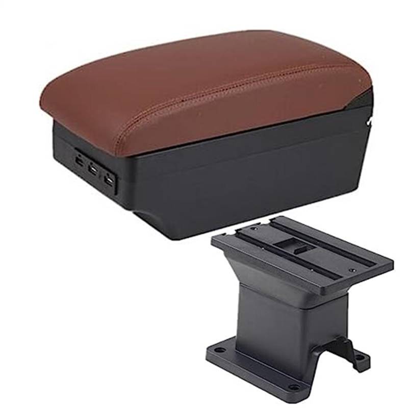 Szwaldaper for Toyota, IQ Armlehne Box Auto Armlehne Innen Zentrale Lagerung Box Auto Zubehör Nachrüstung Teile Mit USB Auto Armlehnen Auto-Armlehnenbox(Black C Brown 7usb) von Szwaldaper