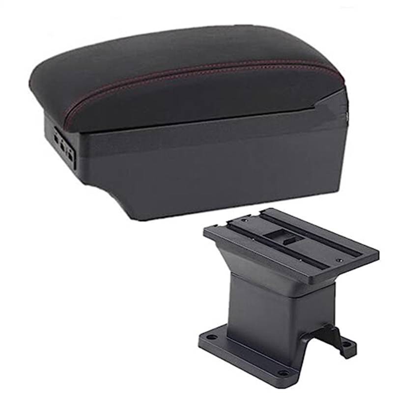 Szwaldaper for Toyota, IQ Armlehne Box Auto Armlehne Innen Zentrale Lagerung Box Auto Zubehör Nachrüstung Teile Mit USB Auto Armlehnen Auto-Armlehnenbox(Black C Red Line 7usb) von Szwaldaper