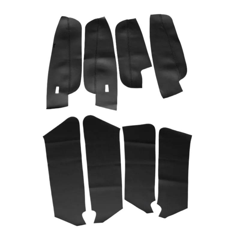Szwaldaper for VW, for Tiguan, L 2017 2018 2019 8-teiliges Innen-Auto-Türgriff-Armlehnen-Panel, Mikrofaser-Lederbezug, dekorative Zierleiste Auto-Innentürverkleidung(8X Black-Black line) von Szwaldaper