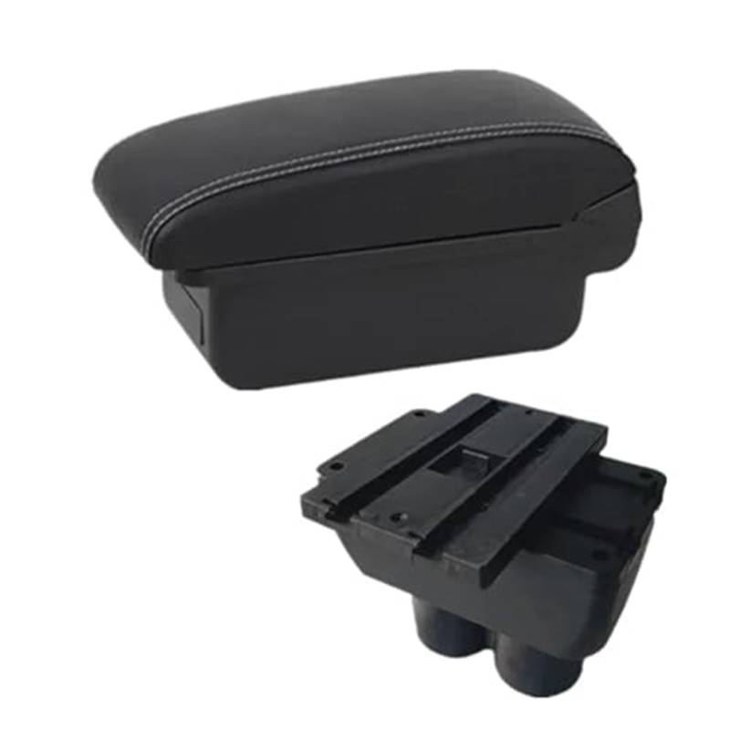 Szwaldaper for VW, for Touran, for Caddy, Auto-Armlehnenbox, zentrale Mittelkonsole, Aufbewahrungsbox mit USB-Schnittstelle, Autozubehör Auto-Armlehnenbox(Black A3 White Line No USB) von Szwaldaper
