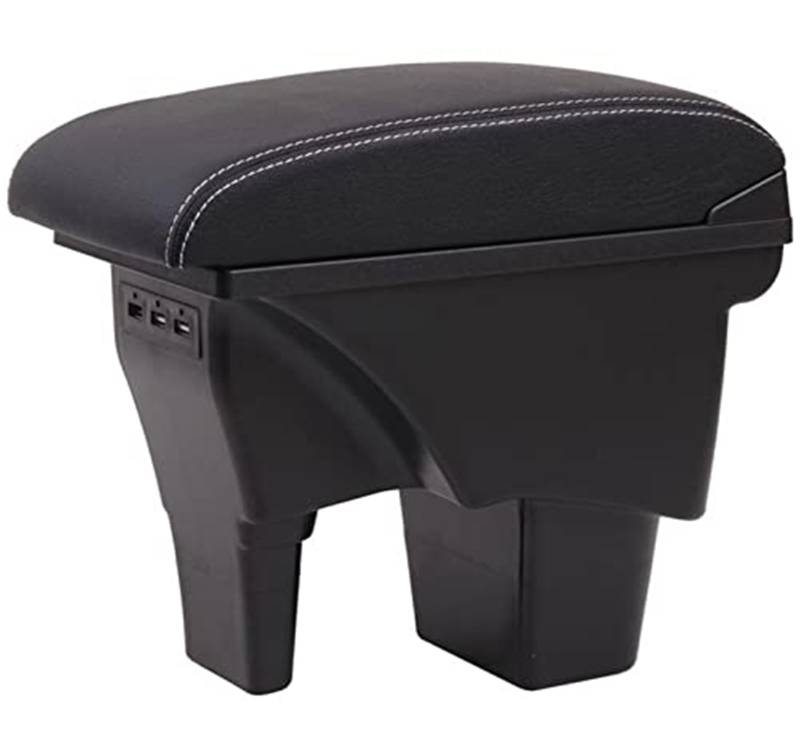 Szwaldaper for Vitara Auto Armlehne Box Auto Center Konsole Lagerung Box Modifikation Zubehör Mit USB Auto-Armlehnenbox(Black Black White Lines) von Szwaldaper