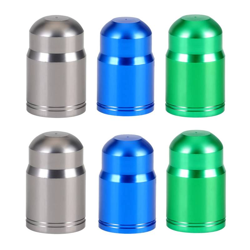 T TAKONE Ultraleichte Aluminium Ventilkappen - 6 Stück für Schrader Ventile - Für Fahrrad, Mountainbike, Rennrad (Blau, Grün, Silber) von T TAKONE