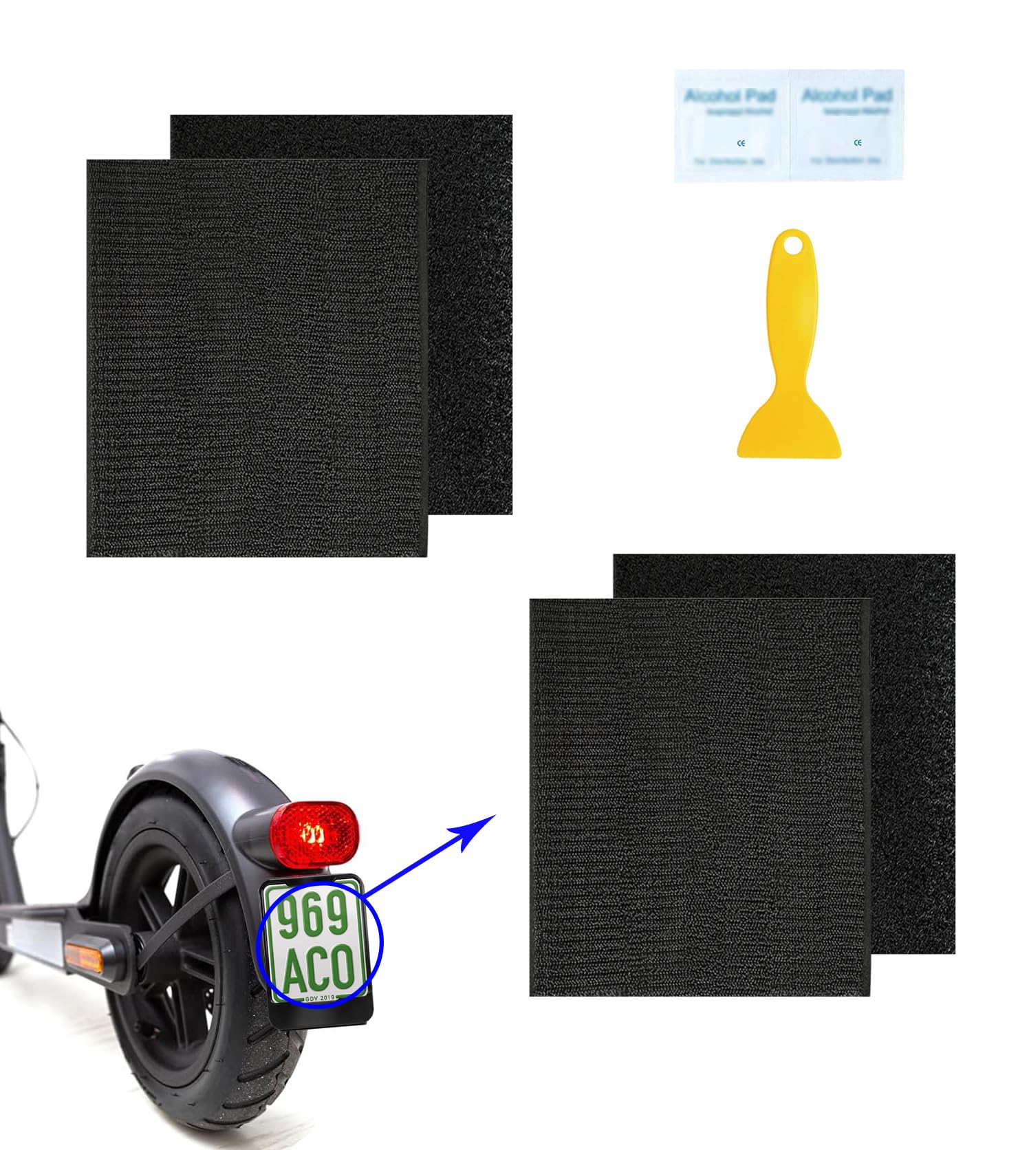 T TAKONE 2 Paar Selbstklebende Kennzeichenhalter für Roller, E-Scooter & Mofa – 135 x 110 mm mit Klettverschluss – Komplettes Set inklusive Installationswerkzeuge T TAKONE 2 Paar Selbstklebende Kennzeichenhalter für Roller, E-Scooter & Mofa – 135 x 110 mm mit Klettverschluss – Komplettes Set inklusive Installationswerkzeuge von T TAKONE