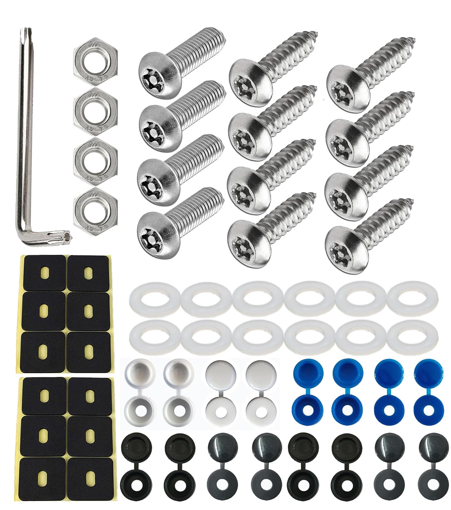 T TAKONE Diebstahlschutz Kennzeichen Schrauben Edelstahl Set – M5x20 Nummernschild Schrauben mit Kappen & Werkzeug Für Auto & Motorrad T TAKONE Diebstahlschutz Kennzeichen Schrauben Edelstahl Set – M5x20 Nummernschild Schrauben mit Kappen & Werkzeug Für Auto & Motorrad von T TAKONE