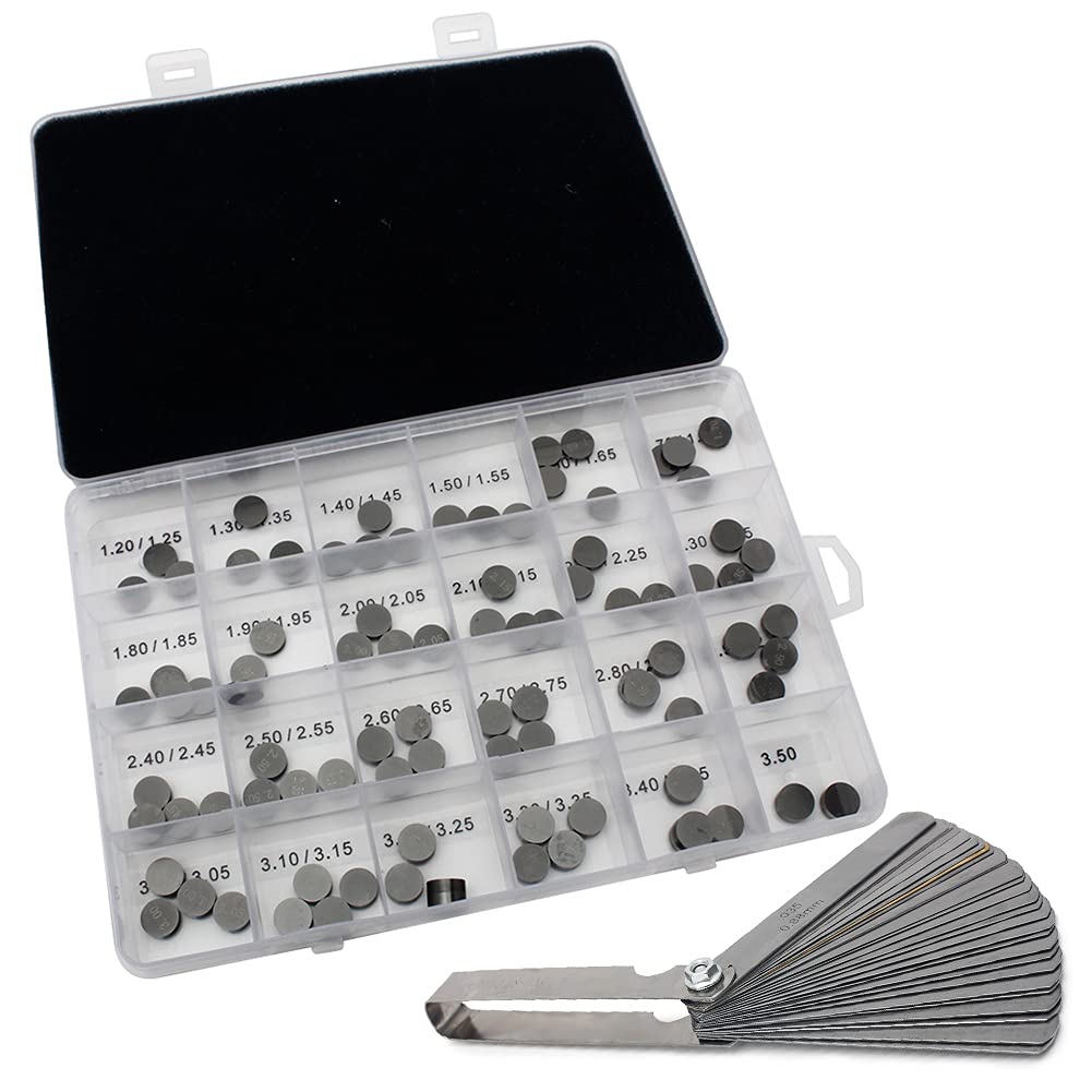 TARAZON 94pcs 9,48mm Valve Shim Ventileinstellplättchen 1.20MM-3.50MM 32 Klingen Fühlerlehre Feeler Gauge für ARCTIC CAT DVX 400 2004–2008 TARAZON 94pcs 9,48mm Valve Shim Ventileinstellplättchen 1.20MM-3.50MM 32 Klingen Fühlerlehre Feeler Gauge für ARCTIC CAT DVX 400 2004–2008 von TARAZON