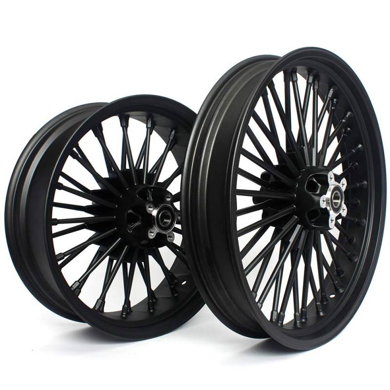 TARAZON Schwarz 21" x 3,5" Vorderrad Felge 36 Speichen Dual Disc+ 18" x 5,5" Hinterrad Felge hinten für Harley Davidson Touring Softail Dyna Super Glide Street Bob Electra Glide von TARAZON