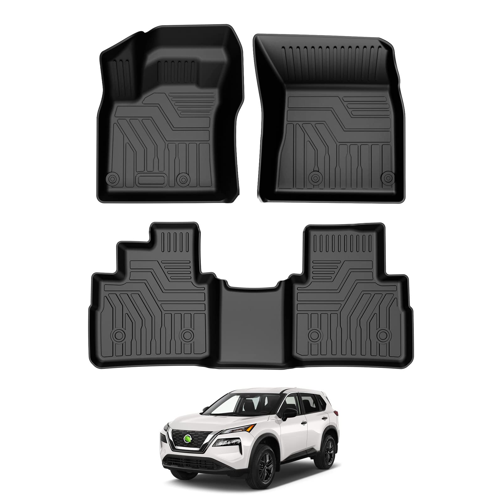 T TGBROS Auto-Fußmatten für Nissan Rogue 2021 2022 (Nicht für Nissan Rogue Sport), passgenau, Allwetter-Fußmatten, Einlagen, Vorder- und Hinterreihe Komplettset, rutschfest, TPE, geruchlos von T TGBROS