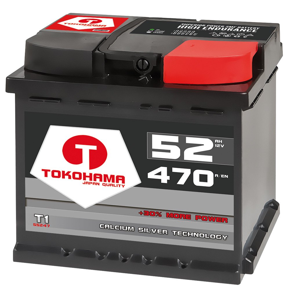 Autobatterie 52Ah 470A/EN Batterie Starterbatterie ersetzt 44 AH 45 AH 46Ah von T TOKOHAMA JAPAN QUALITY