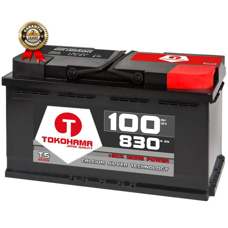 Autobatterie 100Ah 830A Starterbatterie +30% mehr Power ersetzt 92ah 88Ah von T TOKOHAMA JAPAN QUALITY