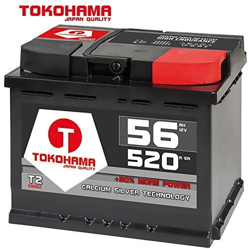Tokohama Autobatterie 12V 56AH 520A/EN ersetzt 52Ah 53Ah 54Ah 55Ah 60Ah von T TOKOHAMA JAPAN QUALITY