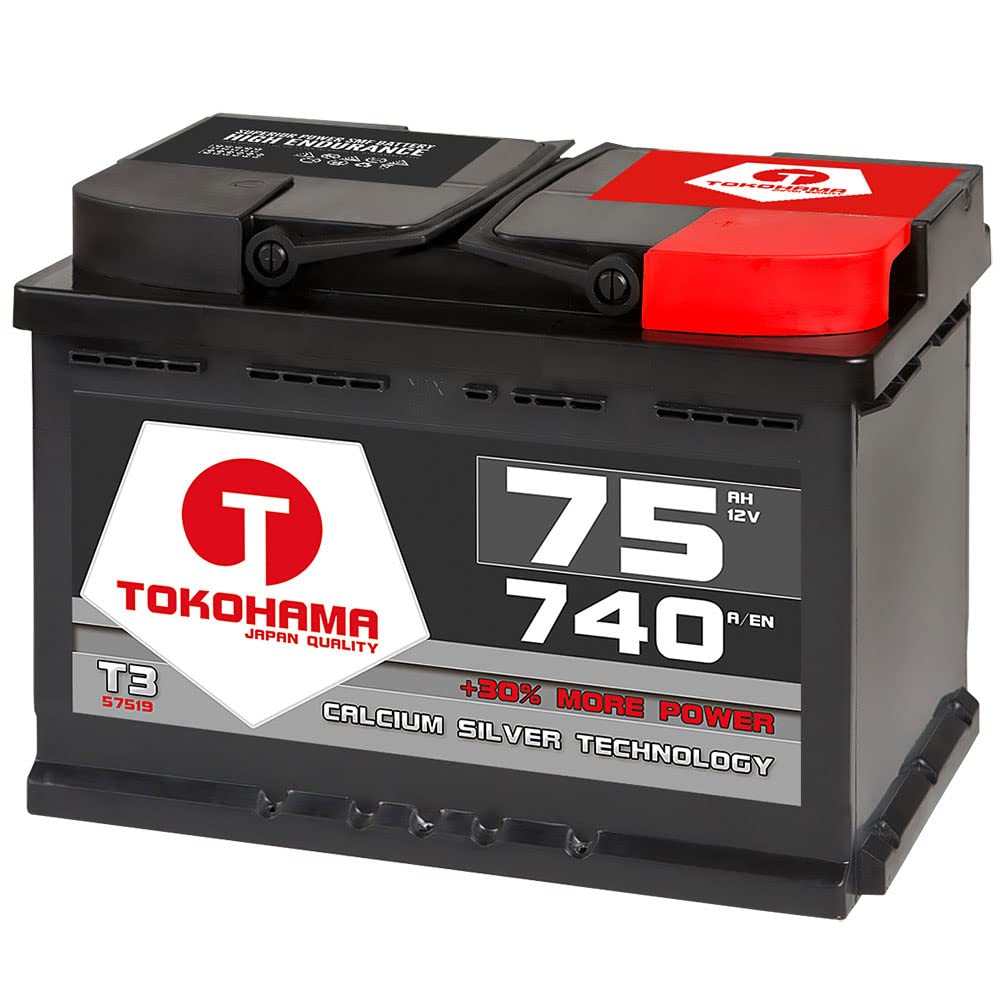 Tokohama Autobatterie 12V 75AH Starterbatterie ersetzt 66Ah 70Ah 72Ah 74Ah 77Ah von T TOKOHAMA JAPAN QUALITY