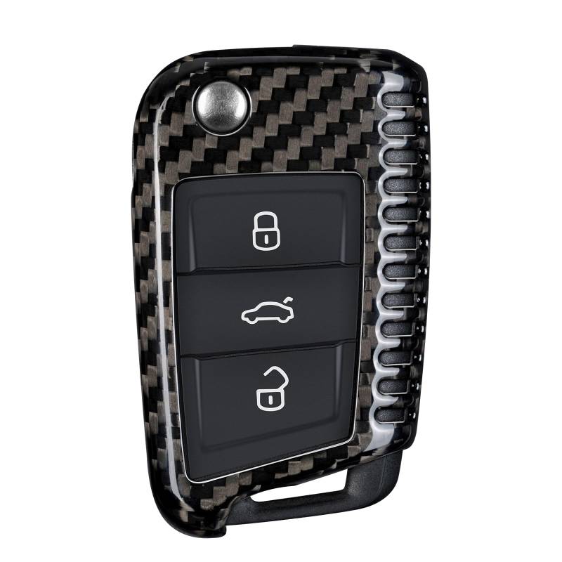 T-carbon Schlüssel hülle Autoschlüssel Hülle Schlüsselbox,Kohlefaser Schlüsselhülle kompatibel mit VW Golf7 Polo Tiguan T-ROC Seat Leon Ateca Arona Tarraco Skoda Superb Kodiaq Octavia Toledo,Schwarz von T-carbon
