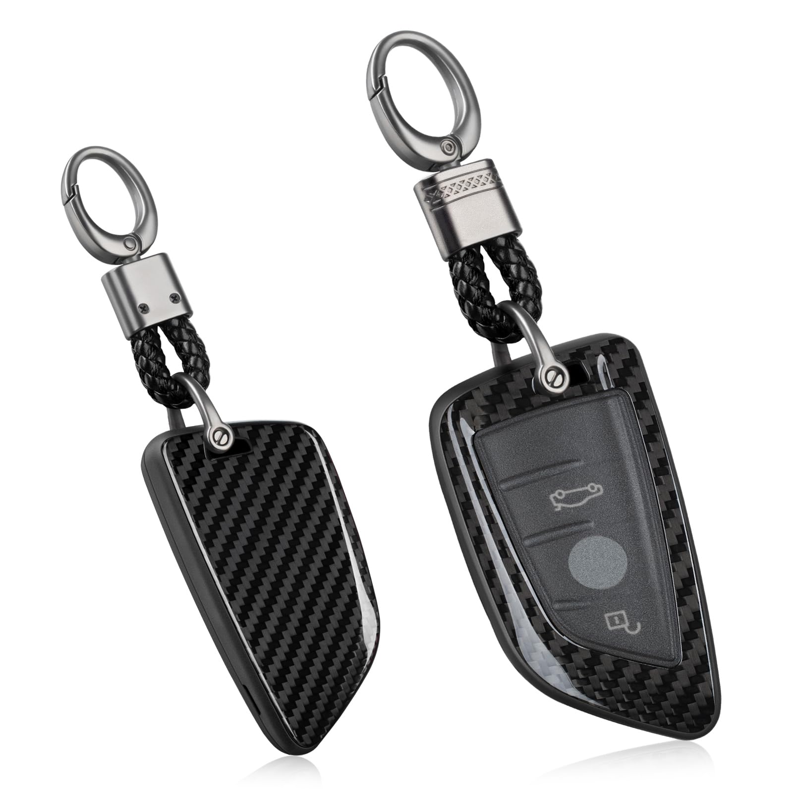 T-carbon Schlüssel Hülle mit Kohlefaser-Autoschlüssel Hülle Kompatibel mit BMW 2 3 4 5 6 Series,X1 X2 X3 X4 X5 X6 X7 M3 M4 M5 M8,Schwarz | Tastenschutz + Schlüsselanhänger | Geschenkbox von T-carbon