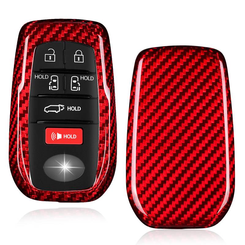 T-carbon autoschlüssel hülle kompatibel mit Toyota,Glasfaser schlüssel hülle kompatibel mit Tundra 2022 2023 2026,Schlüsselhülle Cover, Rot von T-carbon