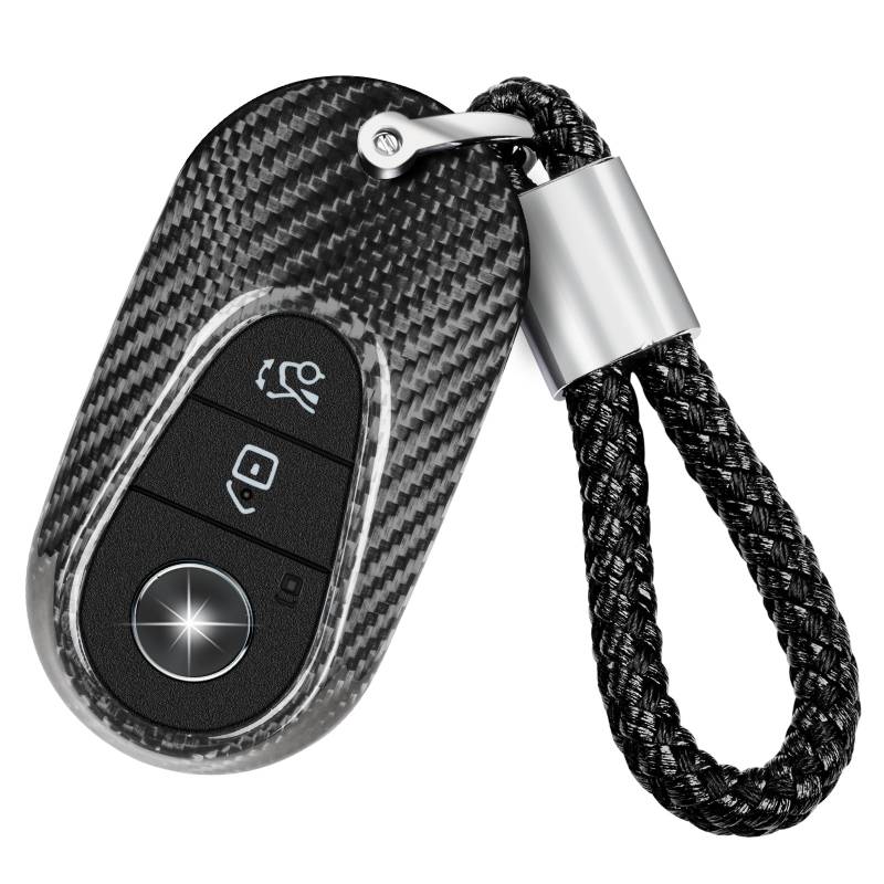 T-carbon schlüssel hülle kompatibel mit Mercedes Benz,Glasfaser Autoschlüssel Hülle kompatibel mit A B C E S Klasse G Klasse C Klasse 2020-2023 2024, Schlüsselhülle Cover Silber Schwarz von T-carbon